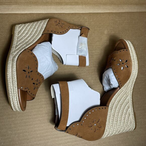 Coach Kelsi Brown Studded Strappy Suede Espadrilles Wedges Shoes NEW Size 11 - Picture 3 of 10